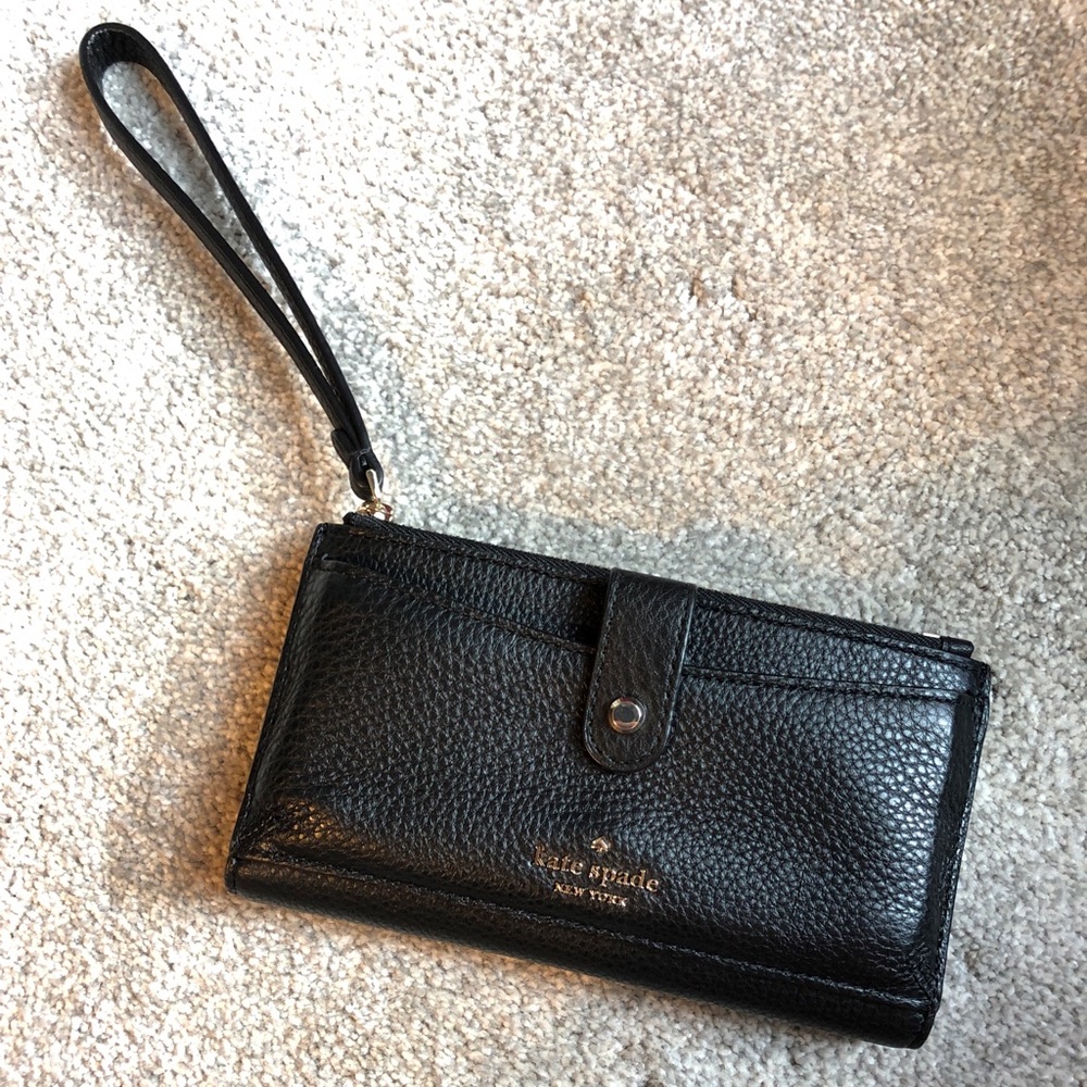 Kate Spade Wristlet - Black with White Gold Accent